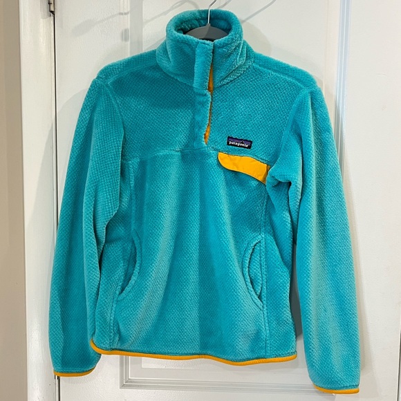 Patagonia Retool Snap-T 1/4 Zip Polartec Fleece Pullover Sz S Turquoise Sweater - Picture 1 of 15